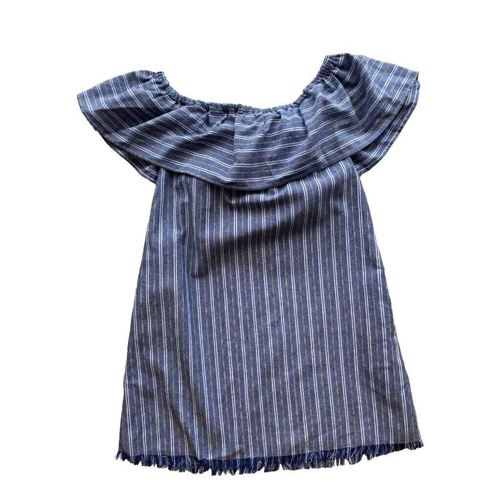 Nasty gal LOVERICHE Women's Blue Stripe Tulum Off-the-Shoulder Mini Dress Size S - Picture 15 of 16
